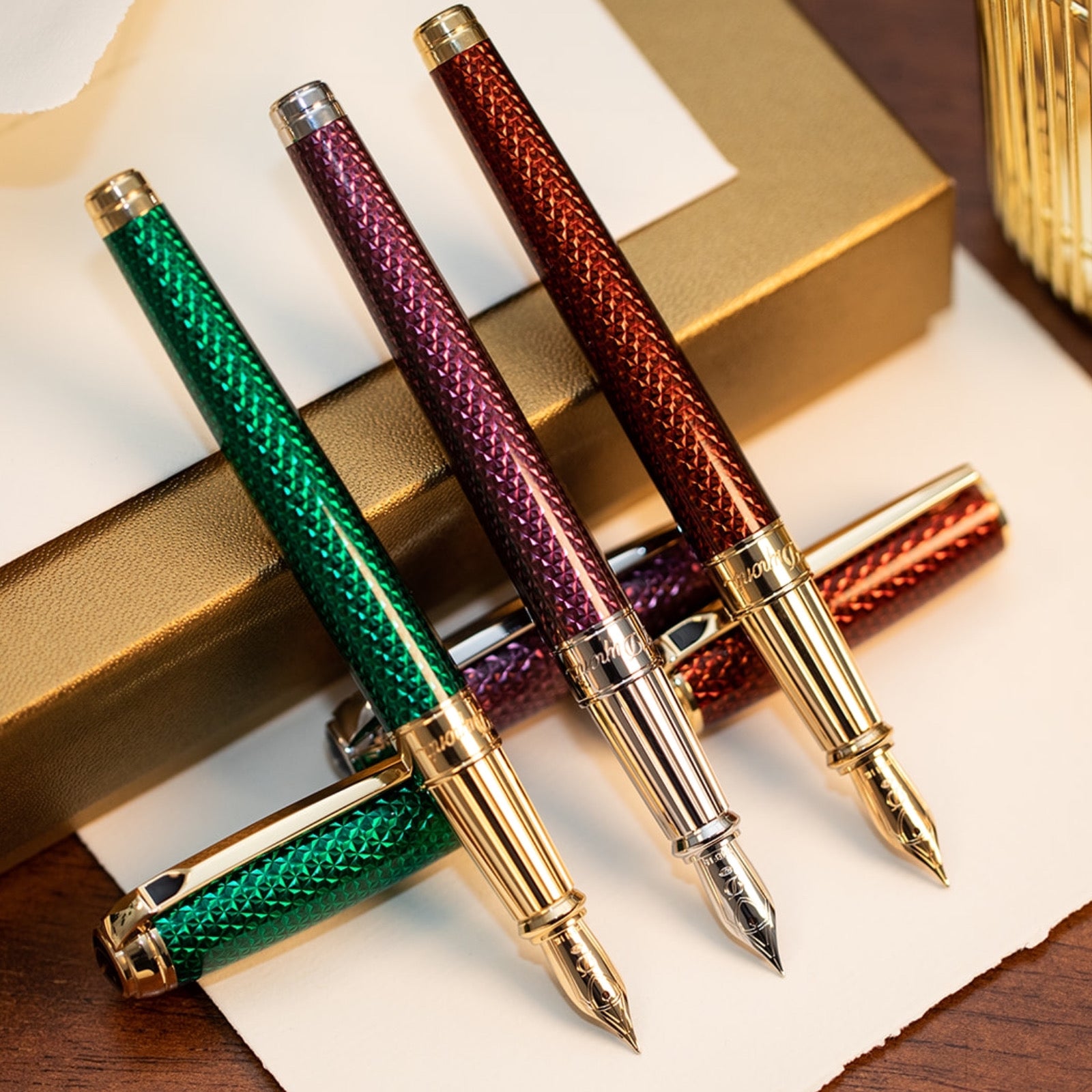 S.T. Dupont Line D Large Firehead Guilloché Emerald