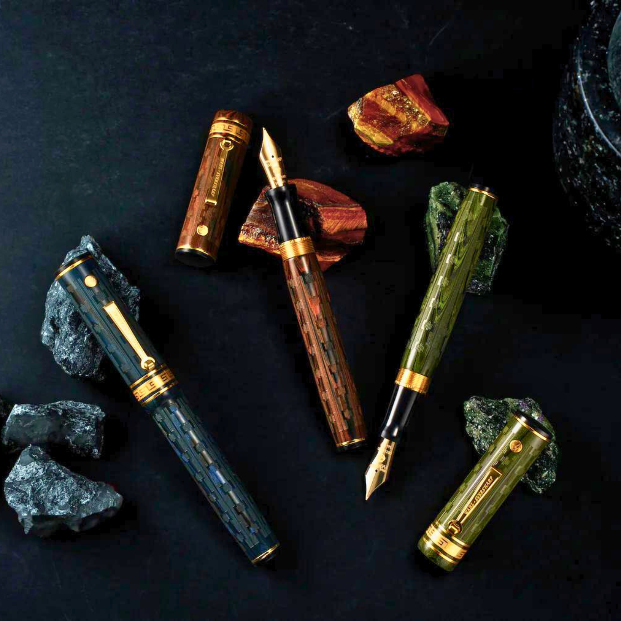 Wahl-Eversharp Decoband Ebonite Green Ripple Chased - Fountain Pen