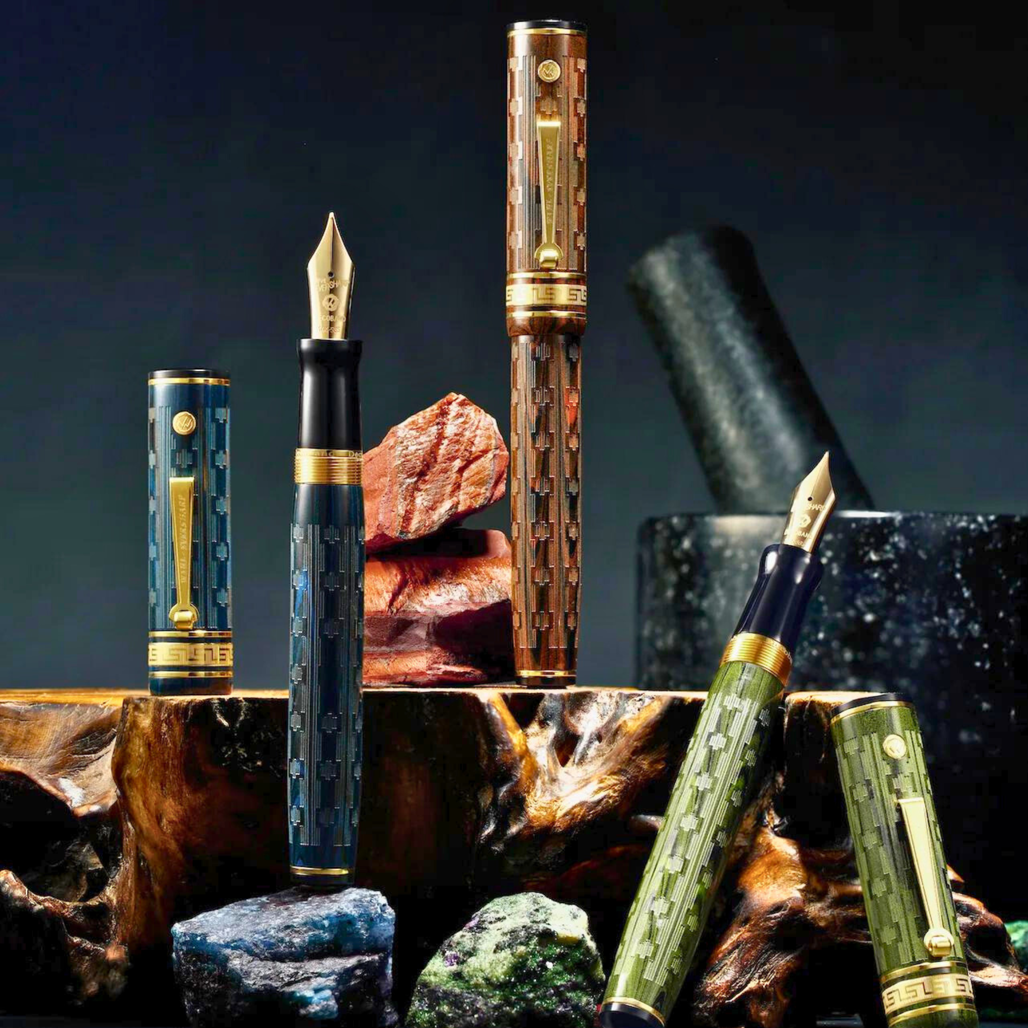 Wahl-Eversharp Decoband Ebonite Green Ripple Chased - Fountain Pen