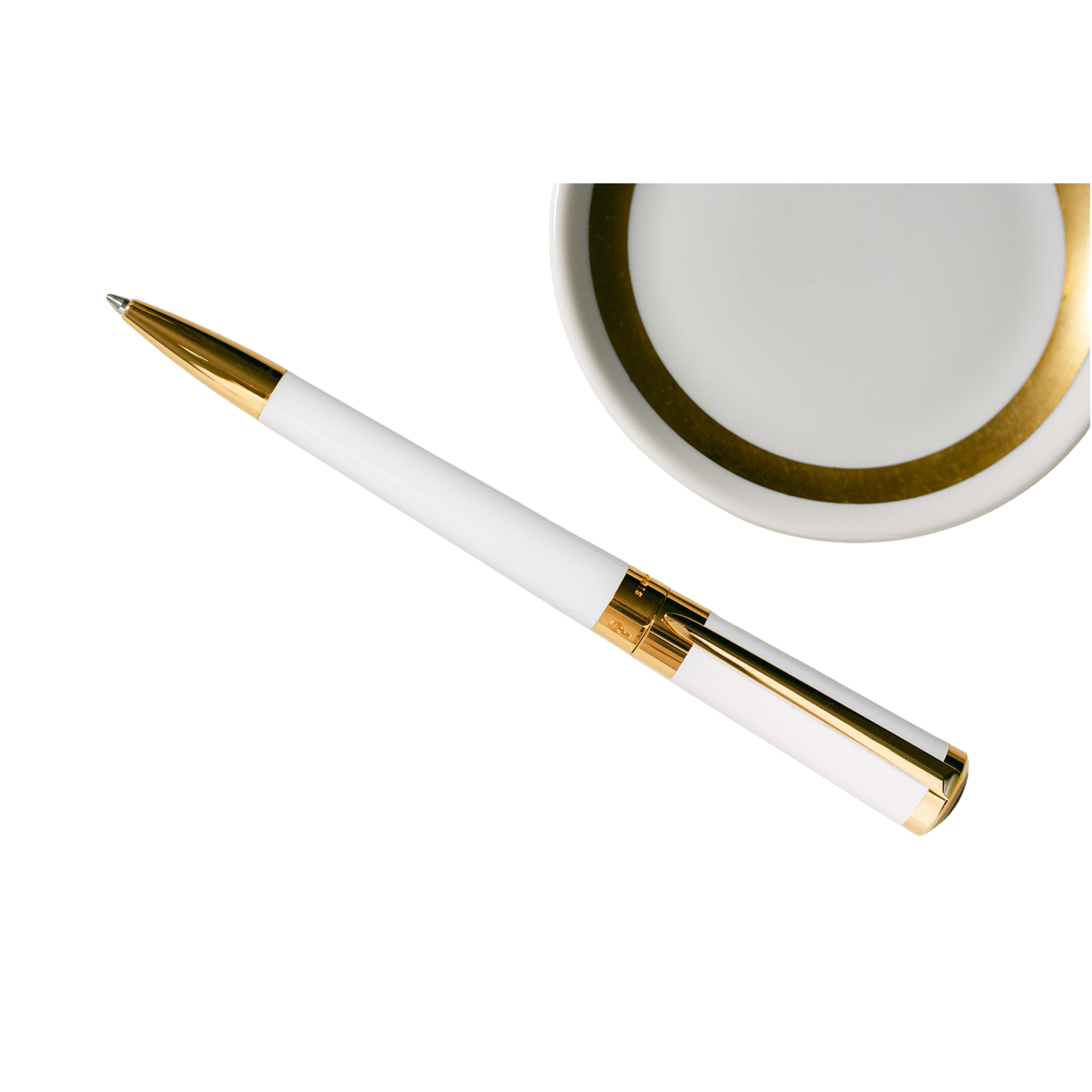 S.T. Dupont Liberte Ballpoint White and Gold- Ballpoint