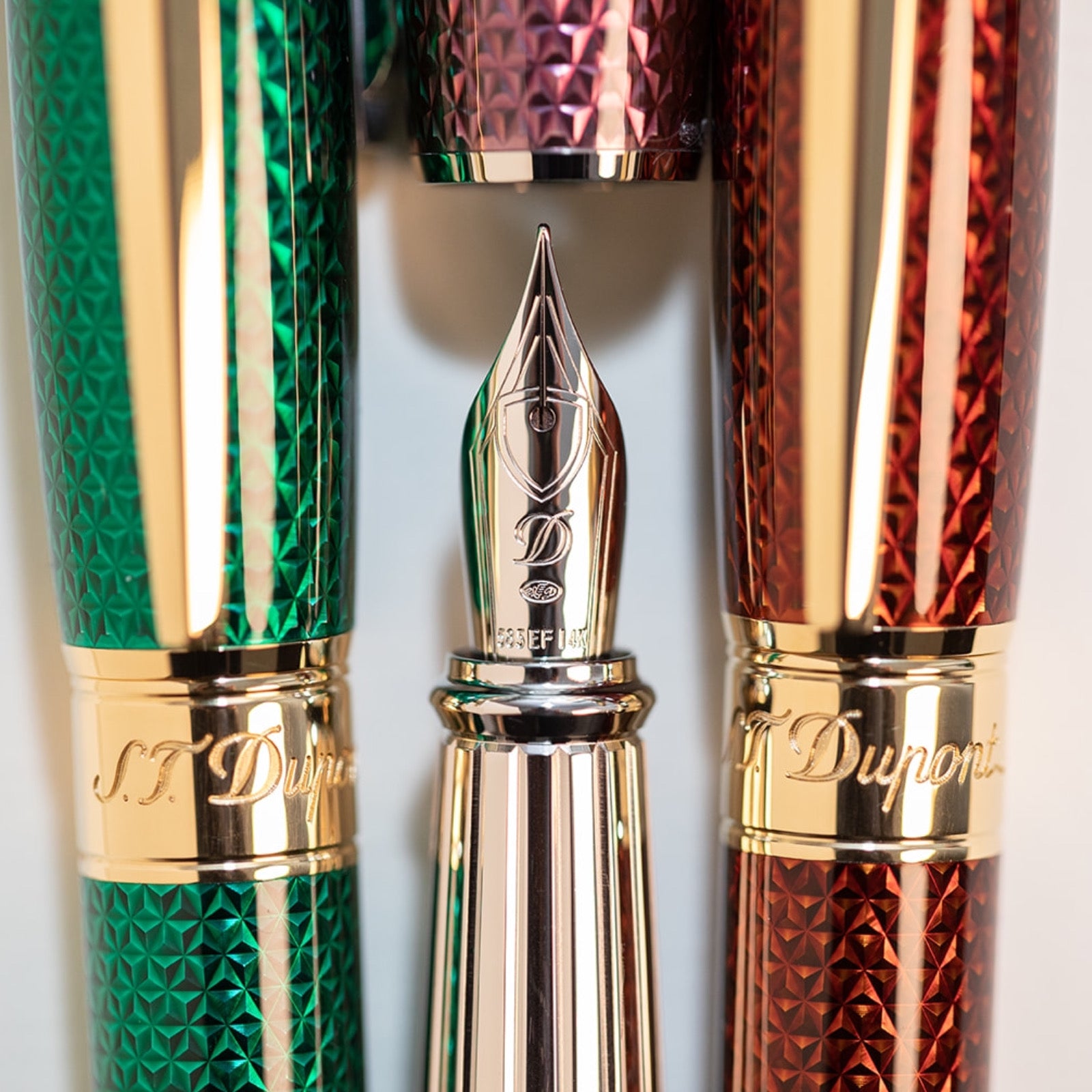 S.T. Dupont Line D Large Firehead Guilloché Emerald