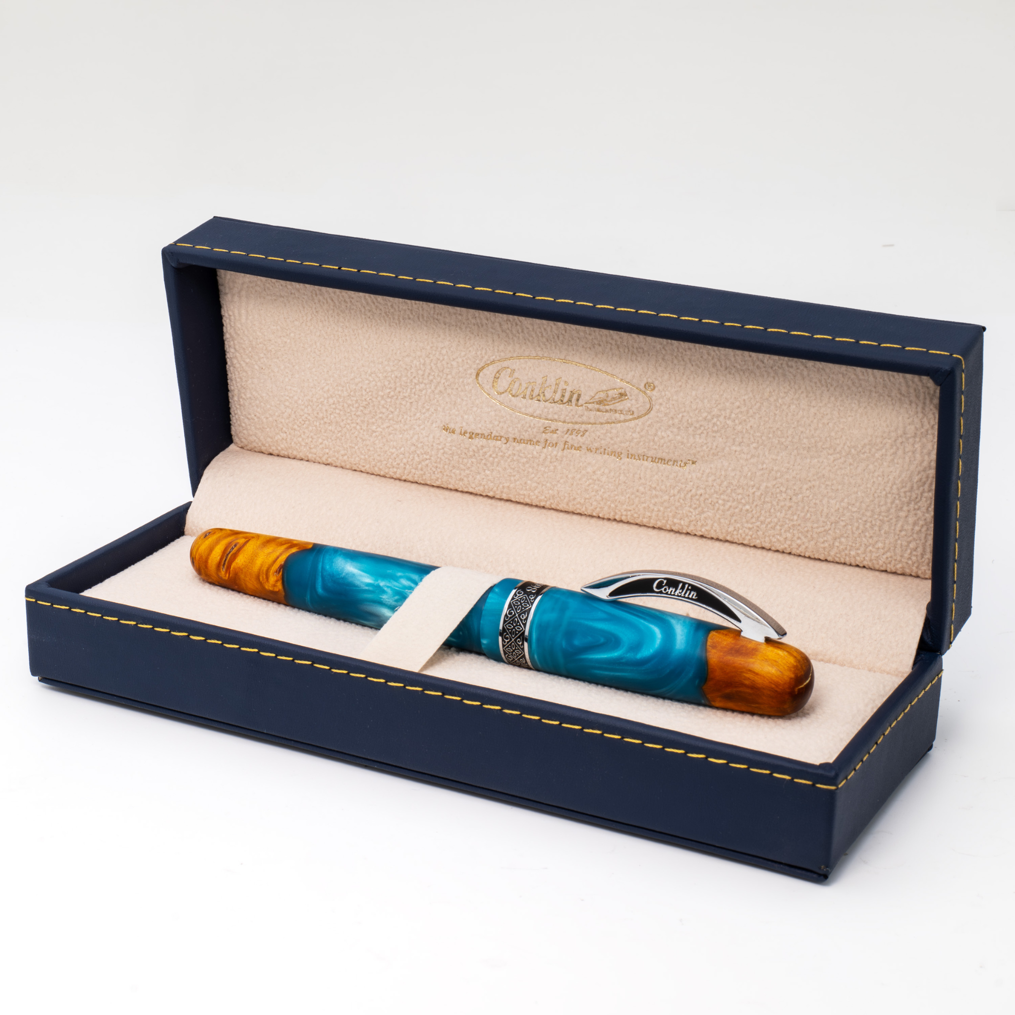 Conklin 1898 Spectra Fusion BLUE CHROME TRIM Fountain Pen Collection