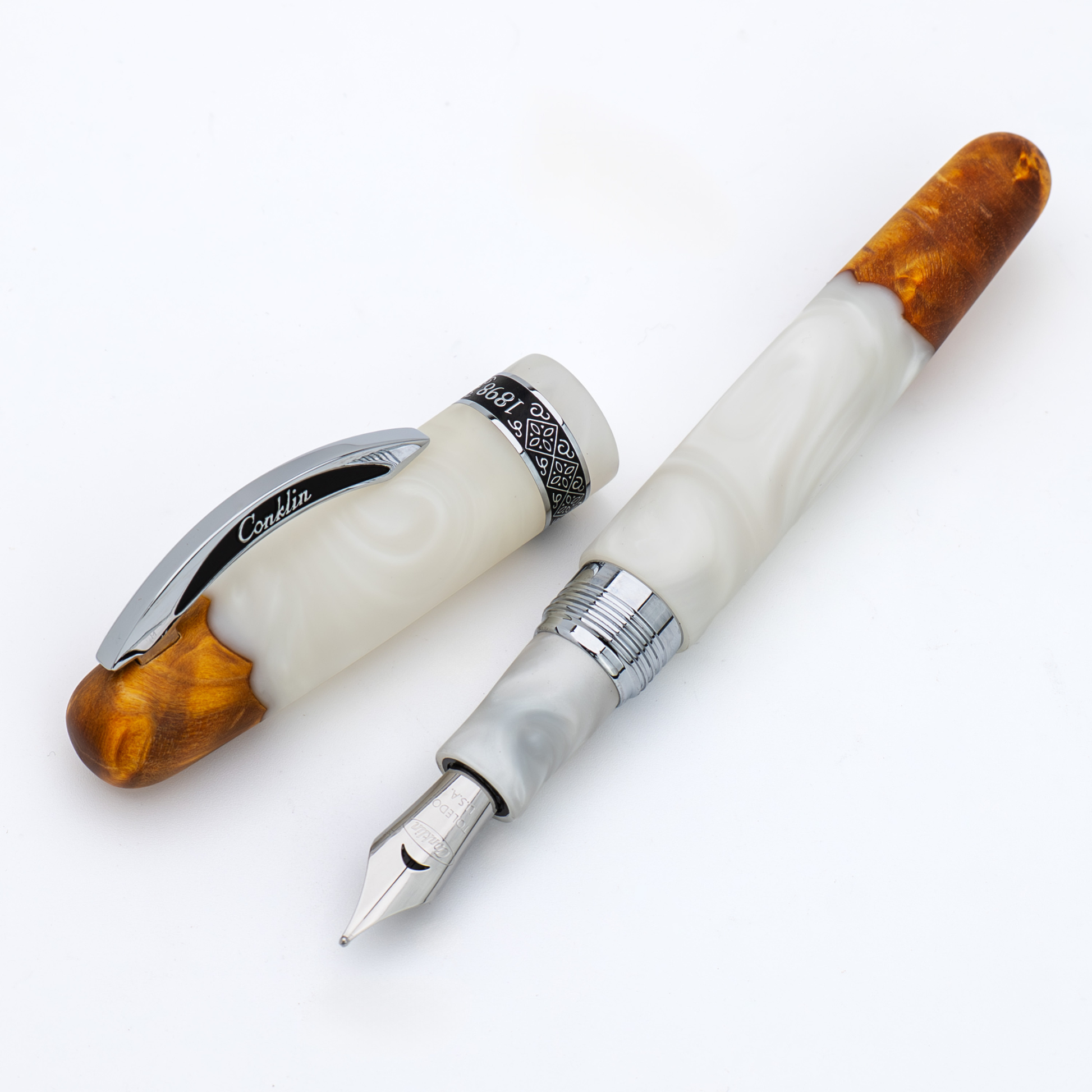 Conklin 1898 Spectra Fusion White Chrome Trim Fountain Pen Collection
