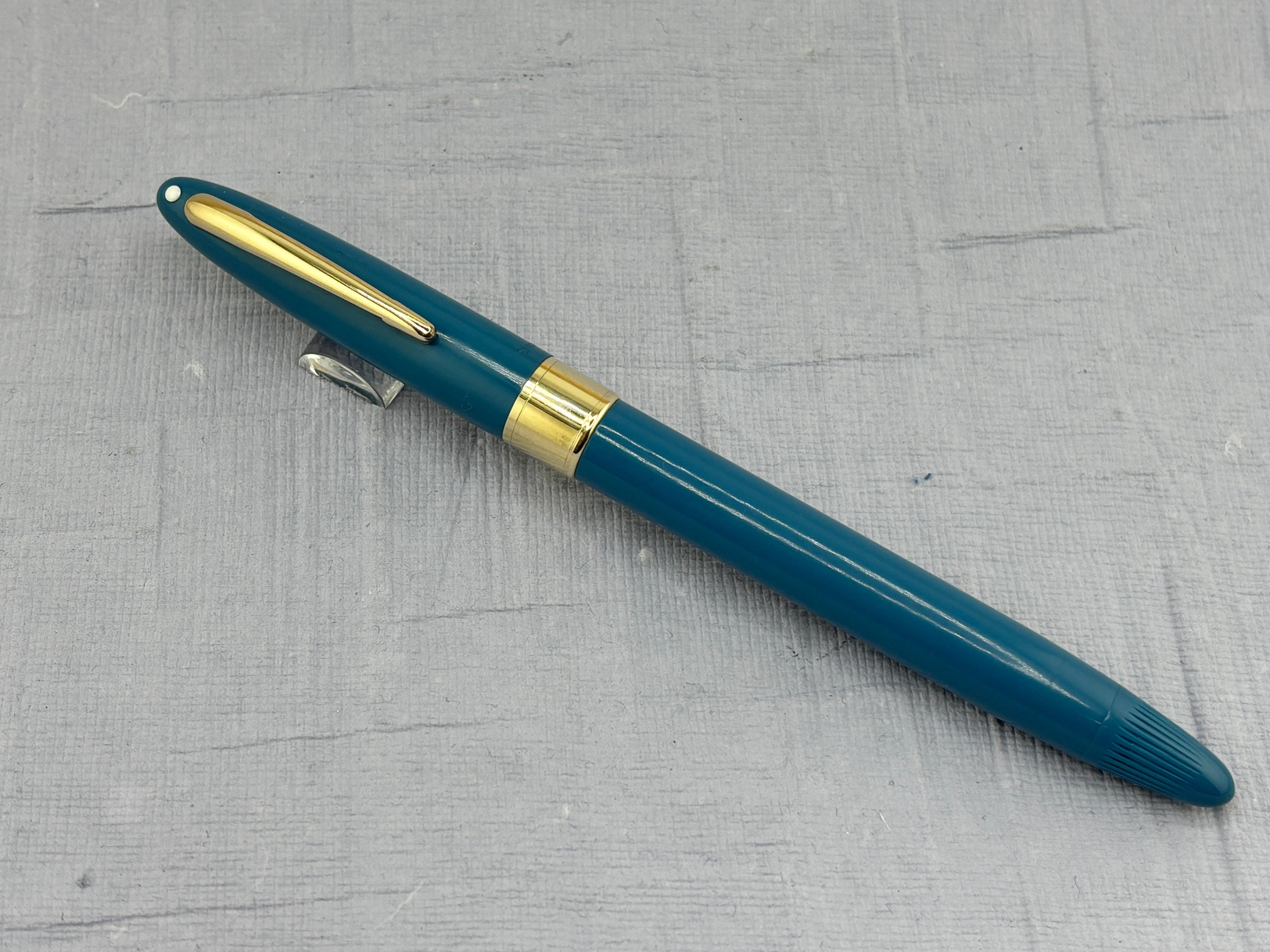 SHEAFFER Snorkel Aqua Blue White Dot Palladium Silver Nib - Fountain Pen  *New Old Stock!*