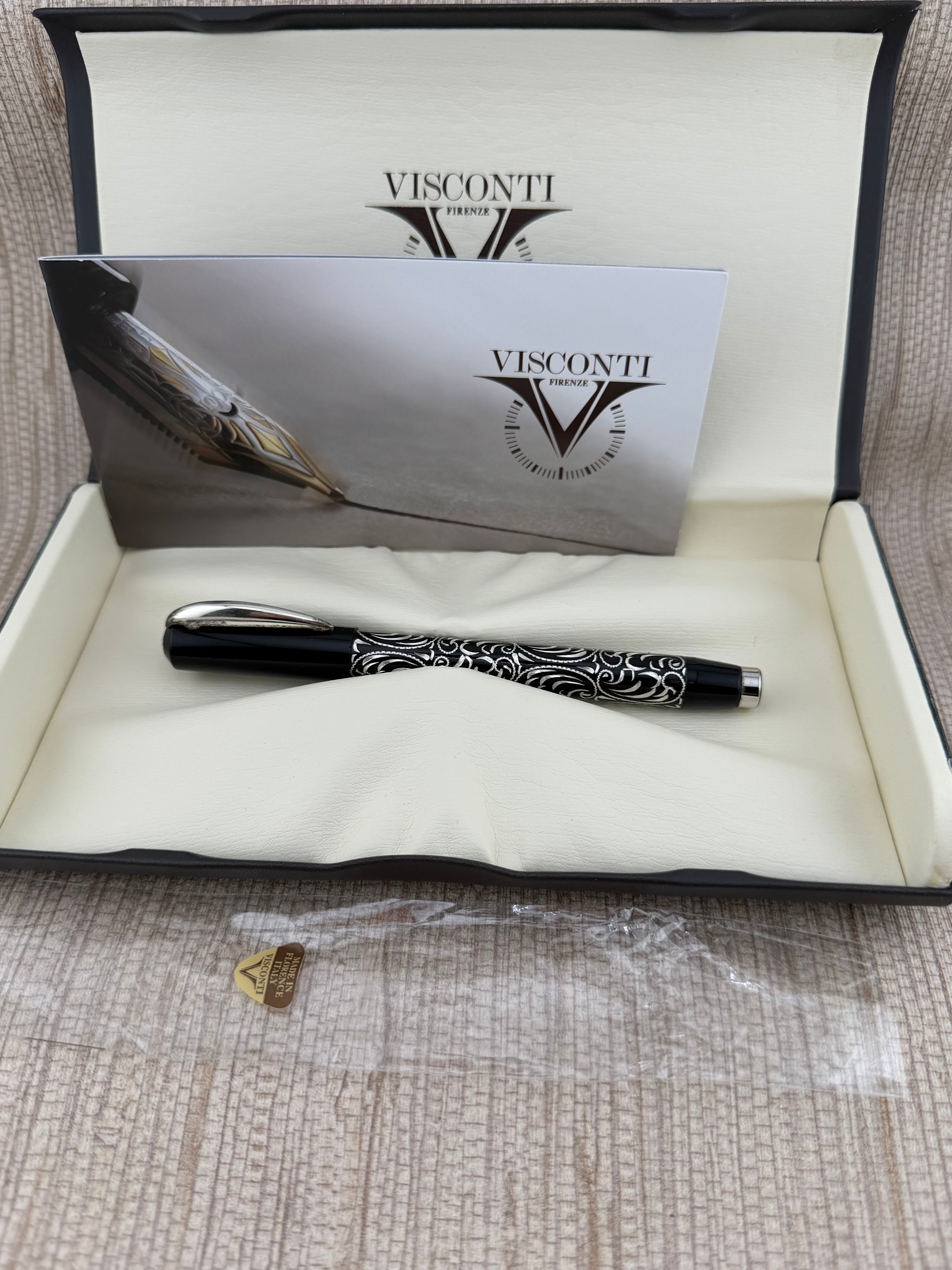 Visconti Rinascimento Sterling Silver Filigree 14k Gold Fine Nib - Fountain Pen
