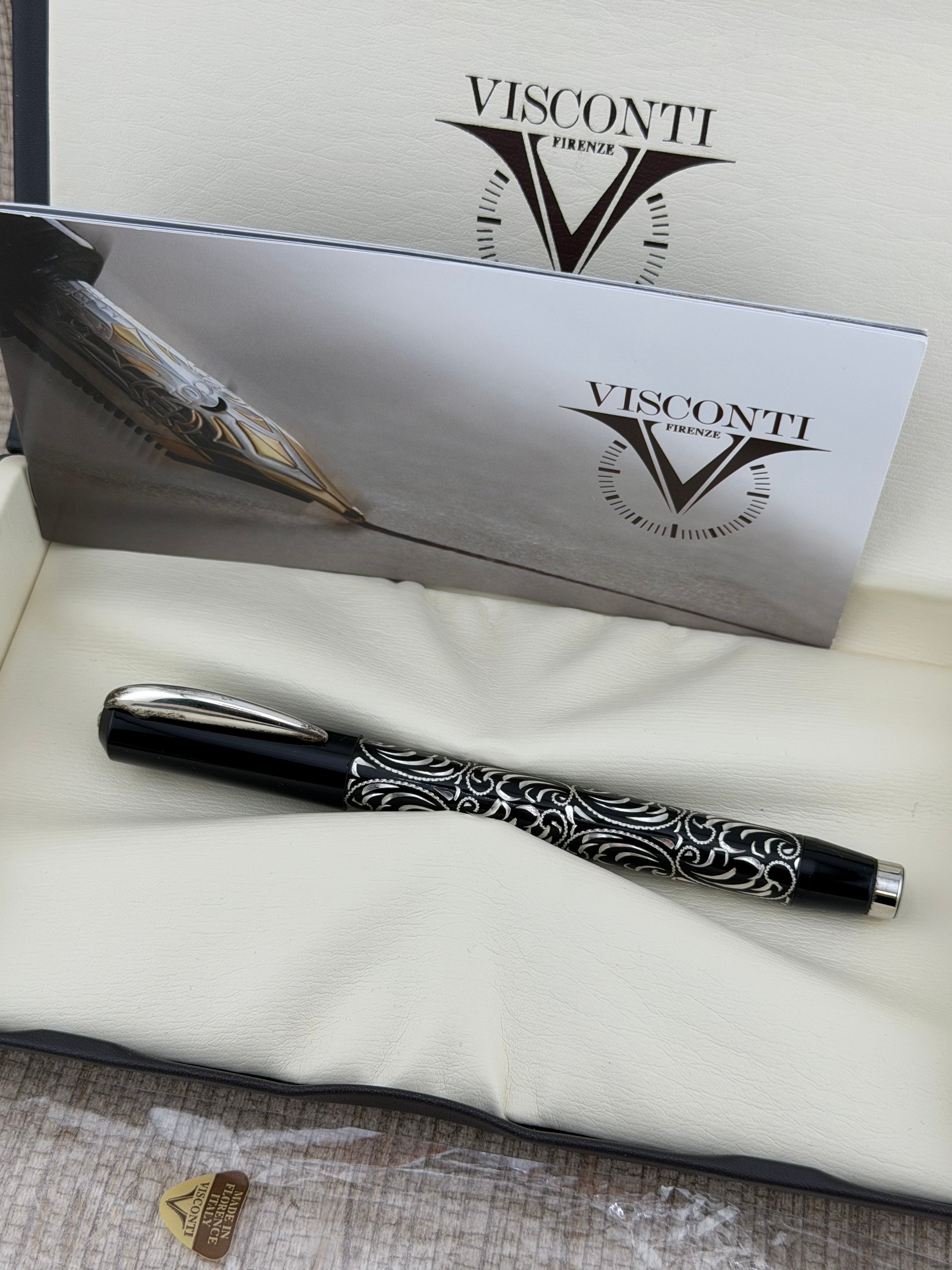 Visconti Rinascimento Sterling Silver Filigree 14k Gold Fine Nib - Fountain Pen