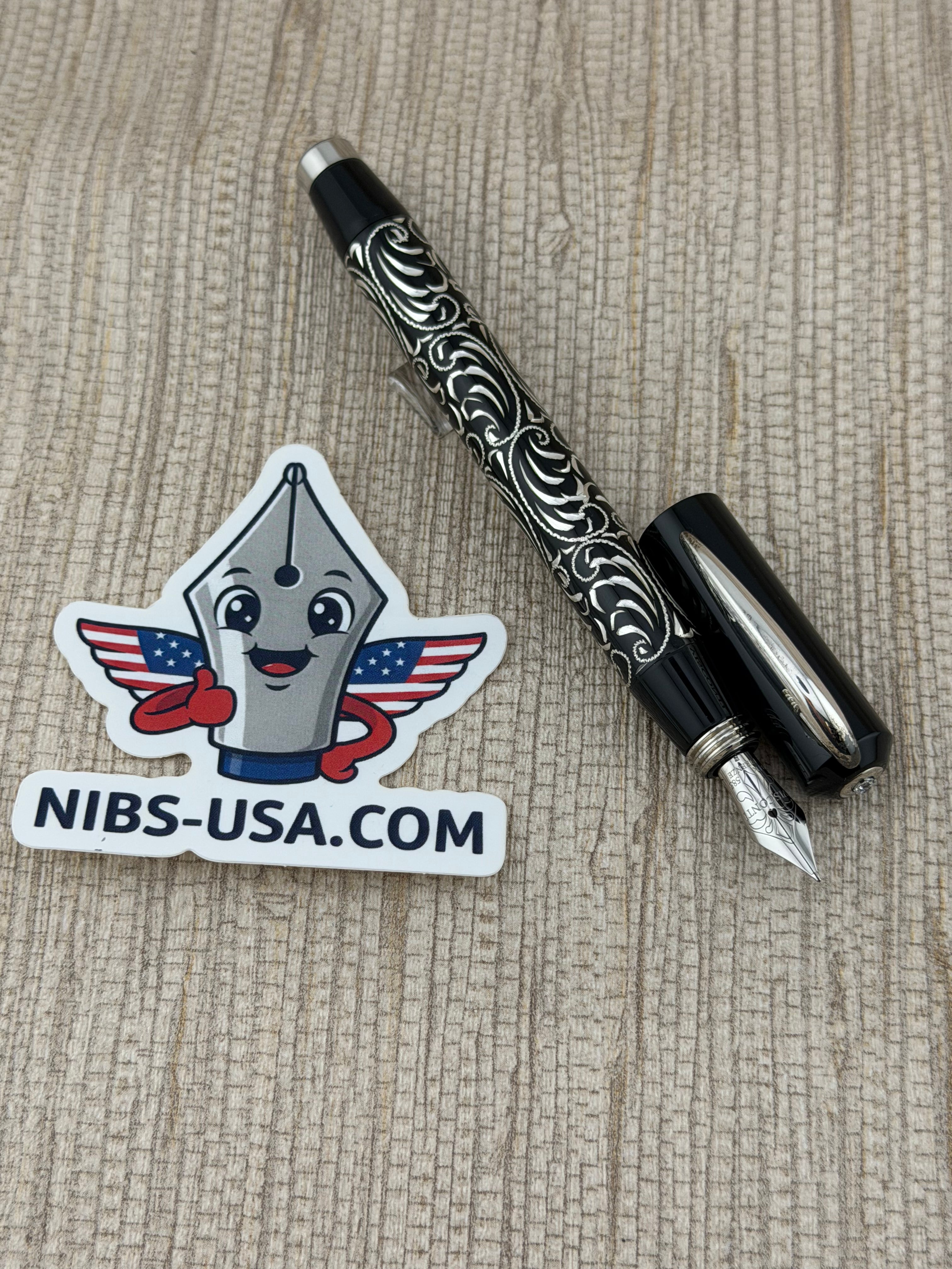 Visconti Rinascimento Sterling Silver Filigree 14k Gold Fine Nib - Fountain Pen
