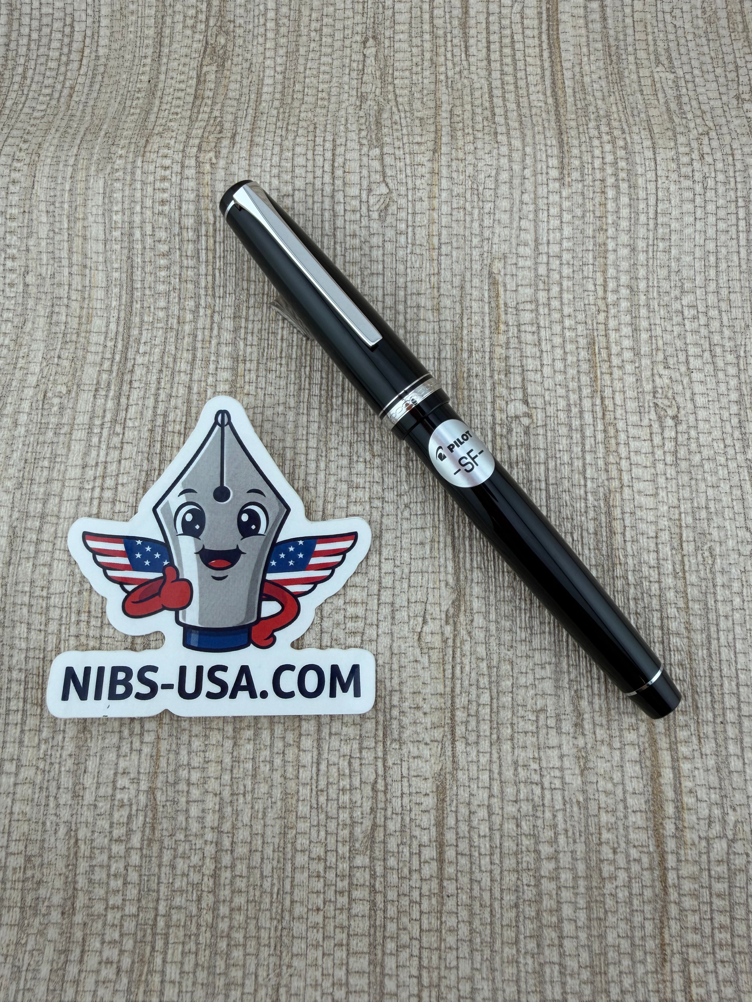 Pilot Falcon Black Rhodium Trim Spencerian Customization On 14k Fine Nib - Fountain Pen
