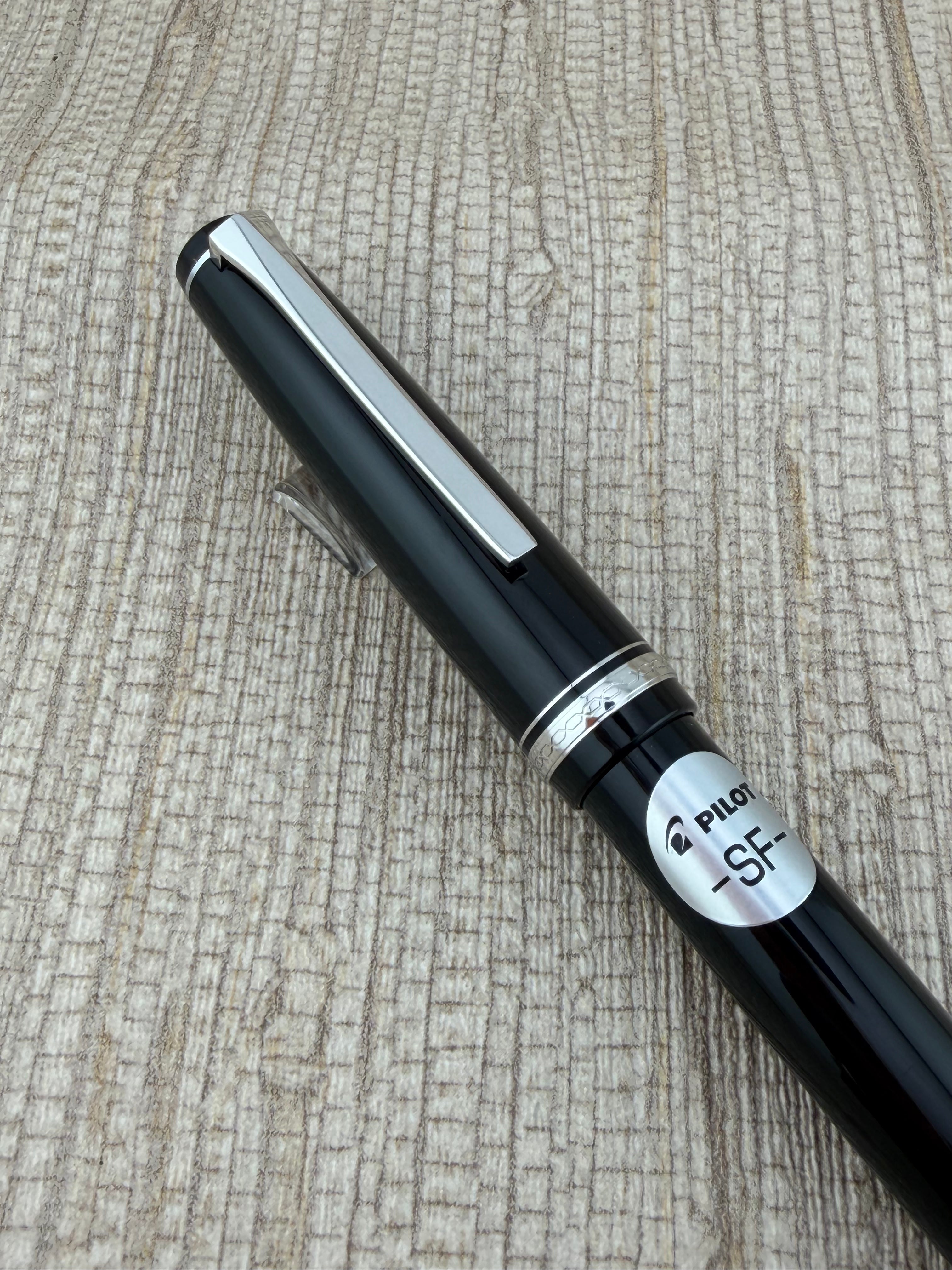 Pilot Falcon Black Rhodium Trim Spencerian Customization On 14k Fine Nib - Fountain Pen