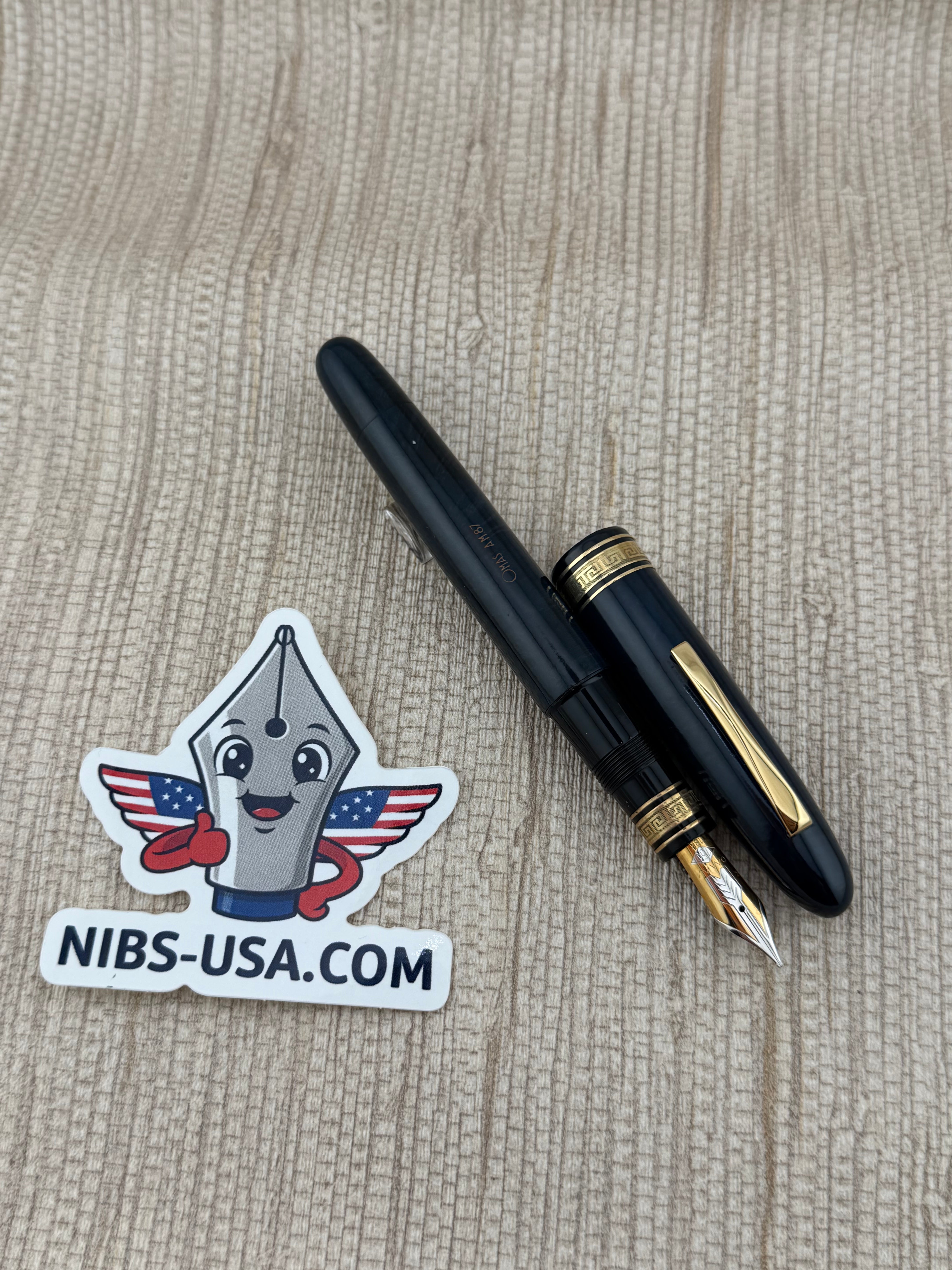 Omas AM87 Burlwood Blue In Strictly New Condition 18k750 Two-Tone Medium Nib - Fountain Pen