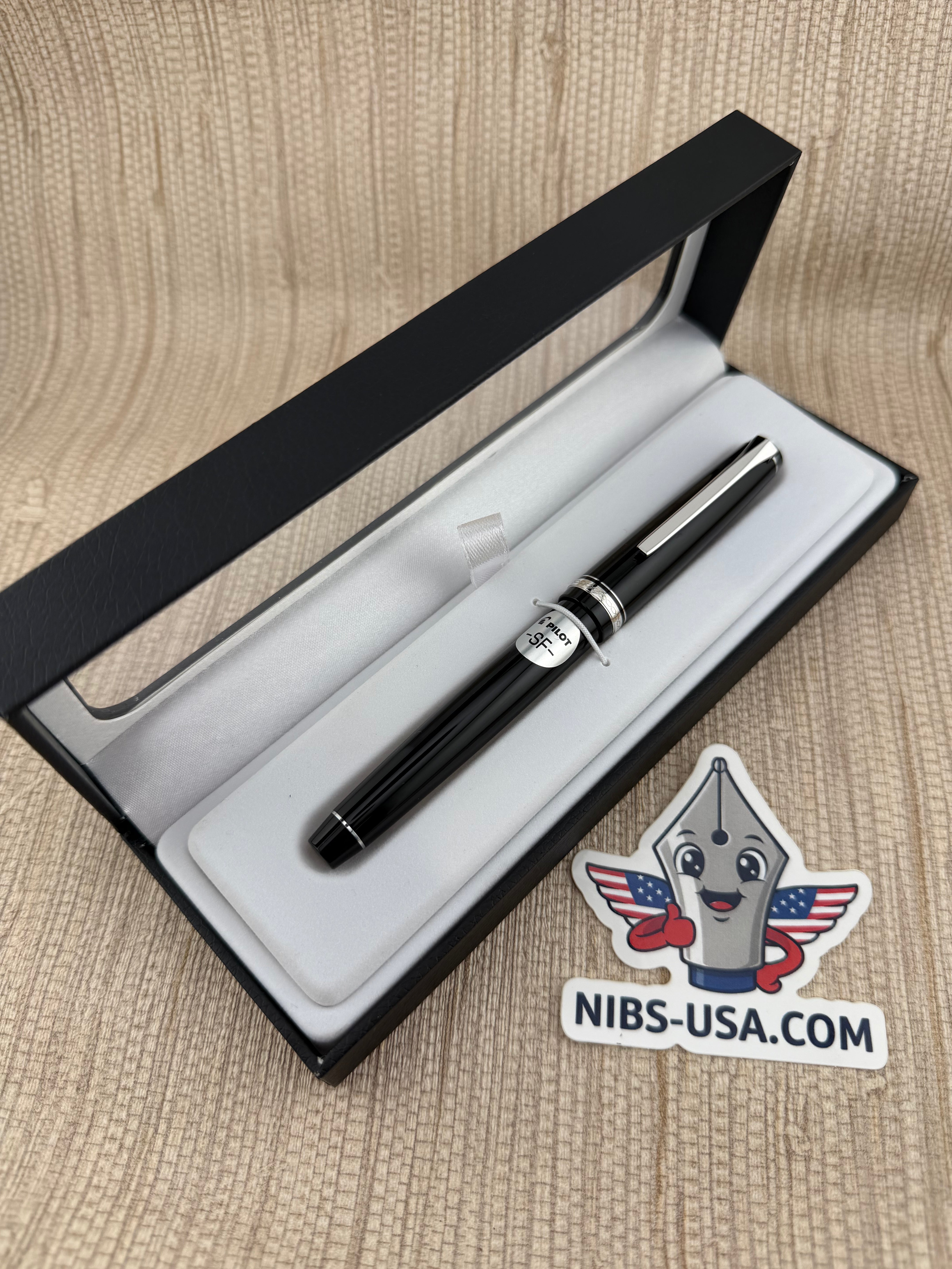 Pilot Falcon Black Rhodium Trim Spencerian Customization On 14k Fine Nib - Fountain Pen