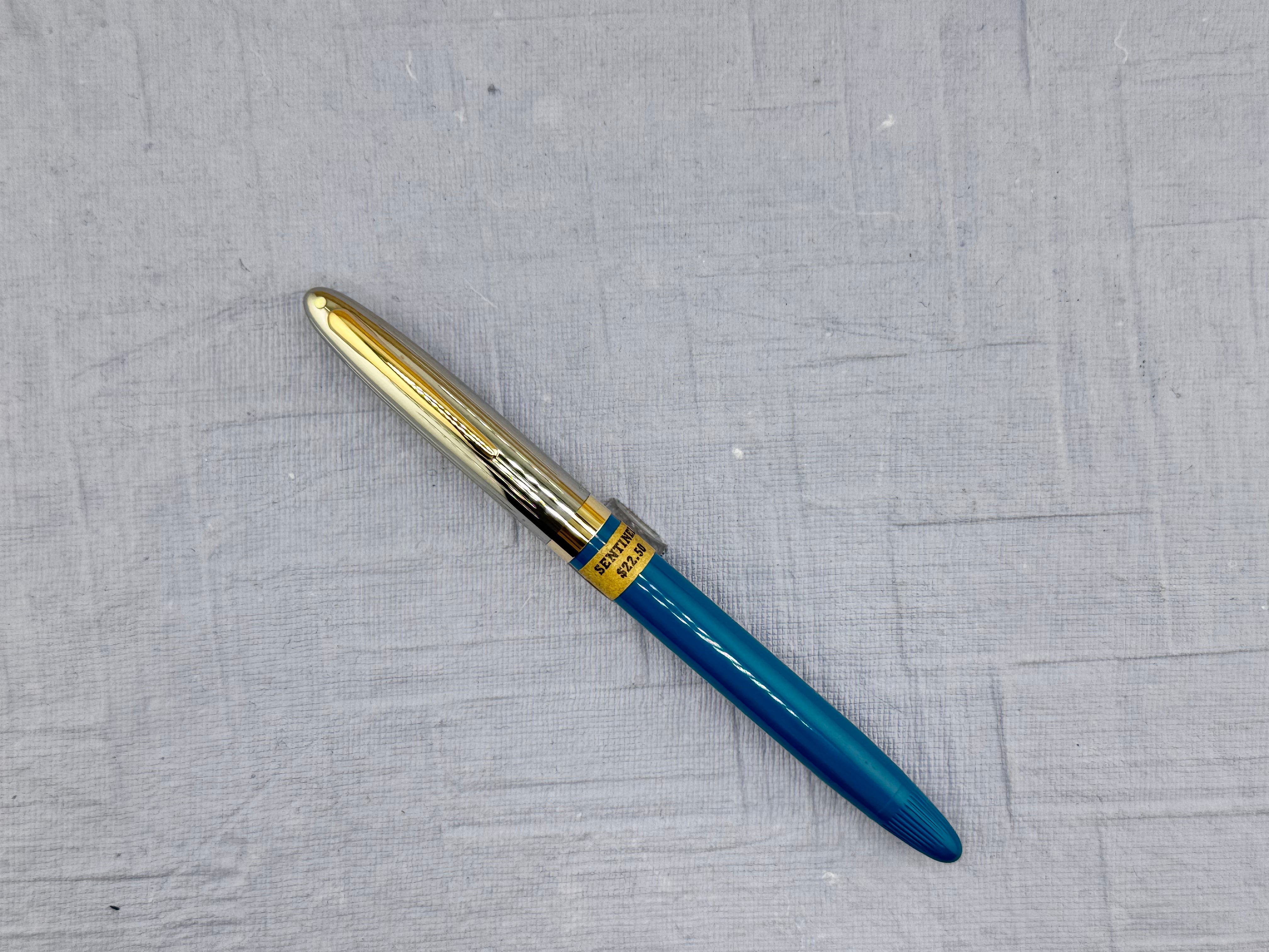 SHEAFFER Snorkel Sentinel Peacock Blue Two-Tone 14K Nib Medium - Fountain Pen  *New Old Stock!*