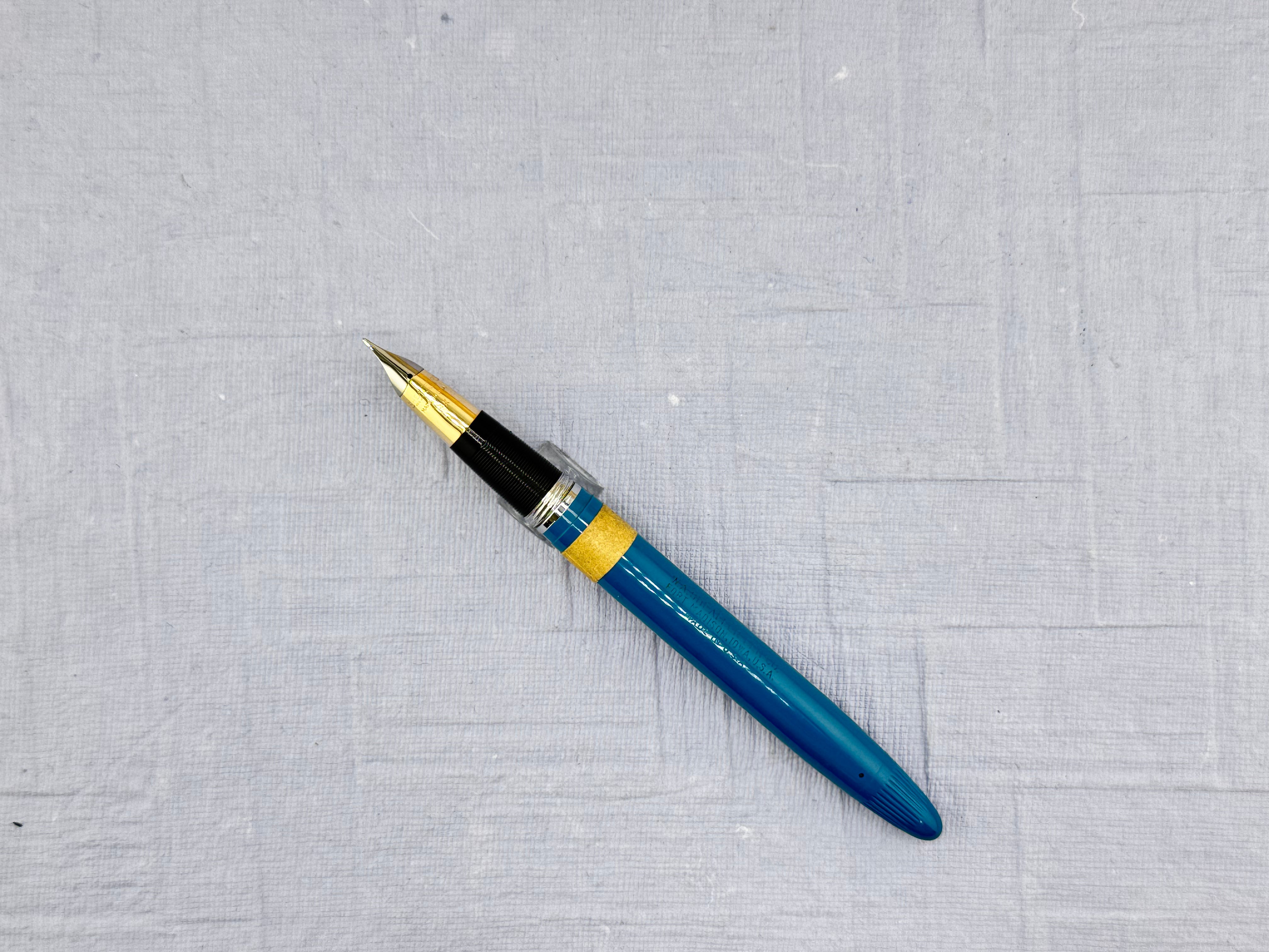 SHEAFFER Snorkel Sentinel Peacock Blue Two-Tone 14K Nib Medium - Fountain Pen  *New Old Stock!*