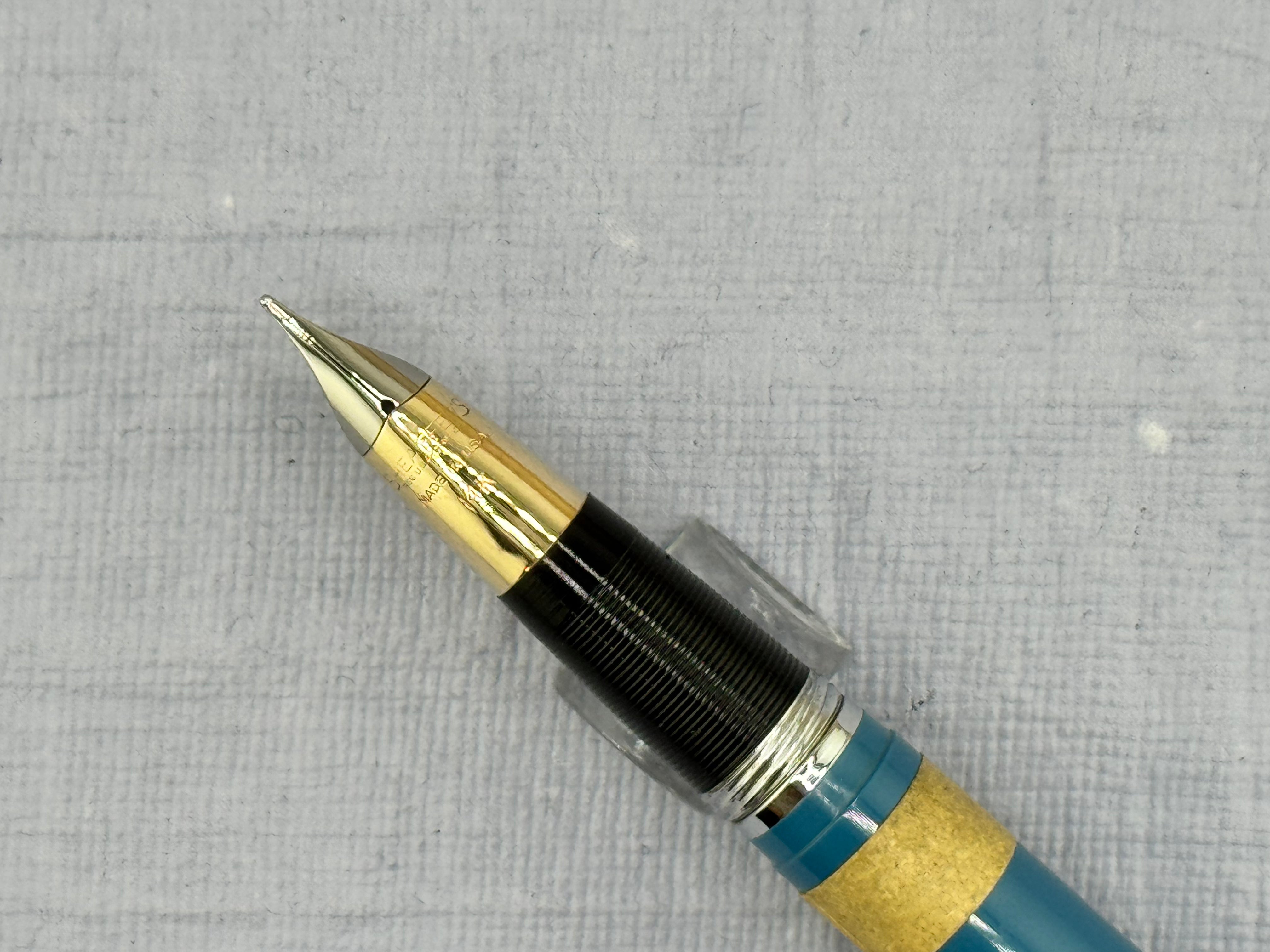 SHEAFFER Snorkel Sentinel Peacock Blue Two-Tone 14K Nib Medium - Fountain Pen  *New Old Stock!*