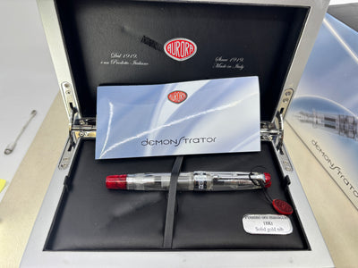 Aurora Optima Clear Demonstrator Red Ends Limited Edition 18K Nib - Fountain Pen