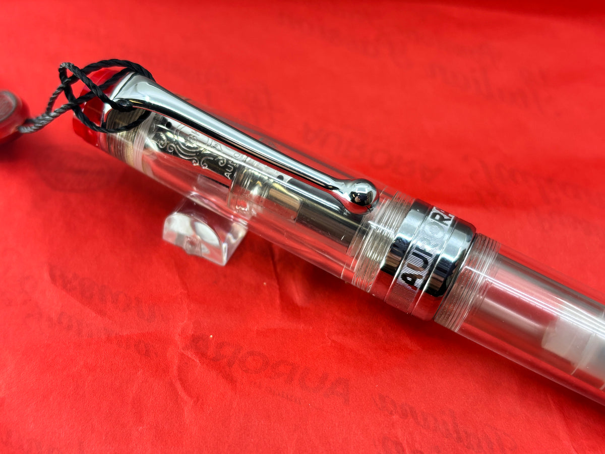 Aurora Optima Clear Demonstrator Red Ends Limited Edition 18K Nib - Fountain Pen