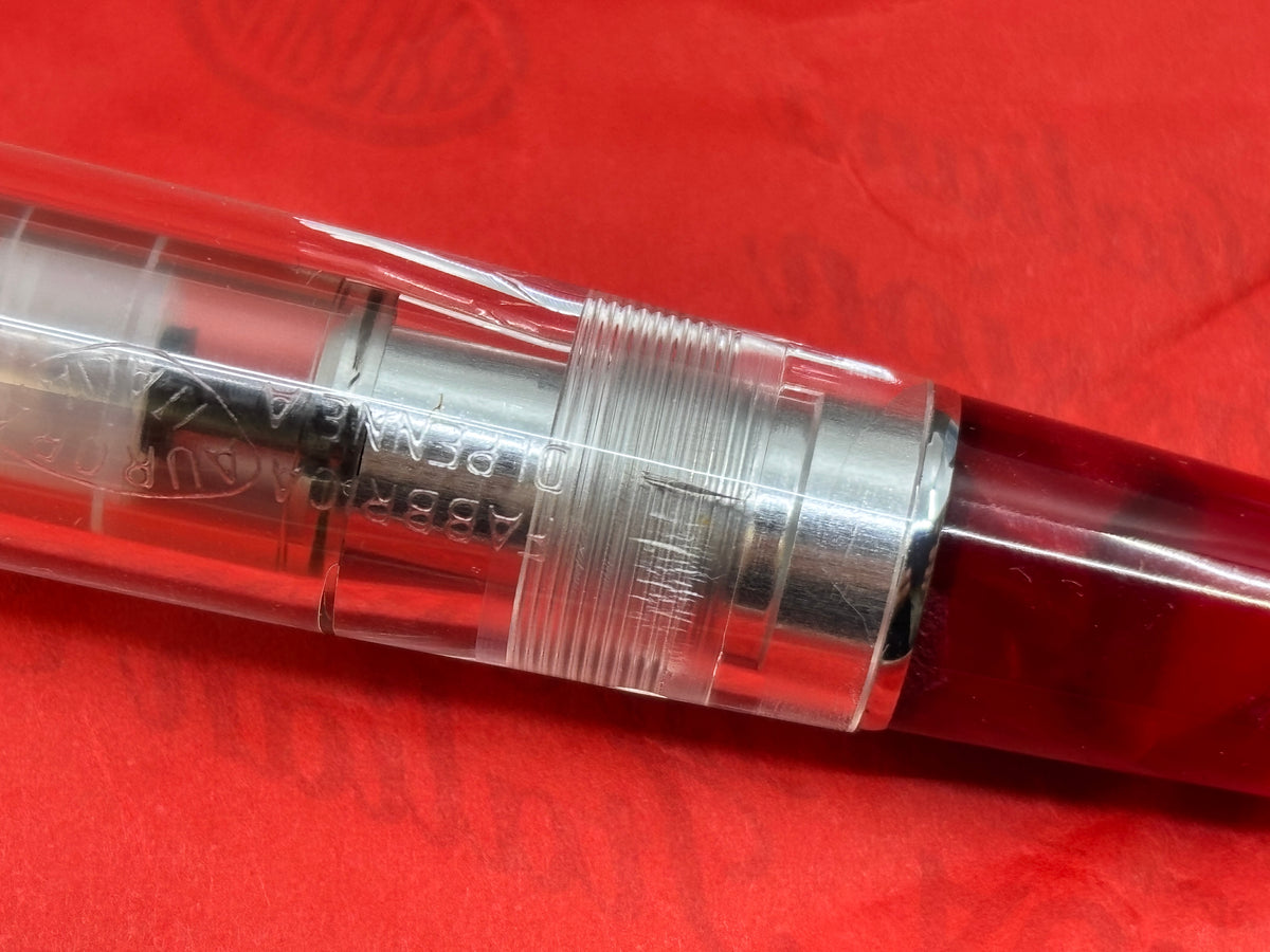 Aurora Optima Clear Demonstrator Red Ends Limited Edition 18K Nib - Fountain Pen