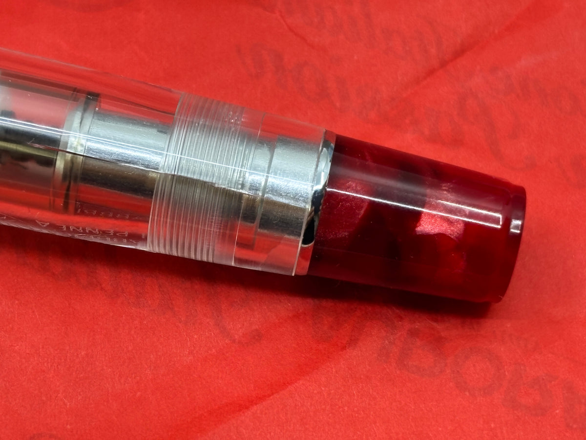 Aurora Optima Clear Demonstrator Red Ends Limited Edition 18K Nib - Fountain Pen