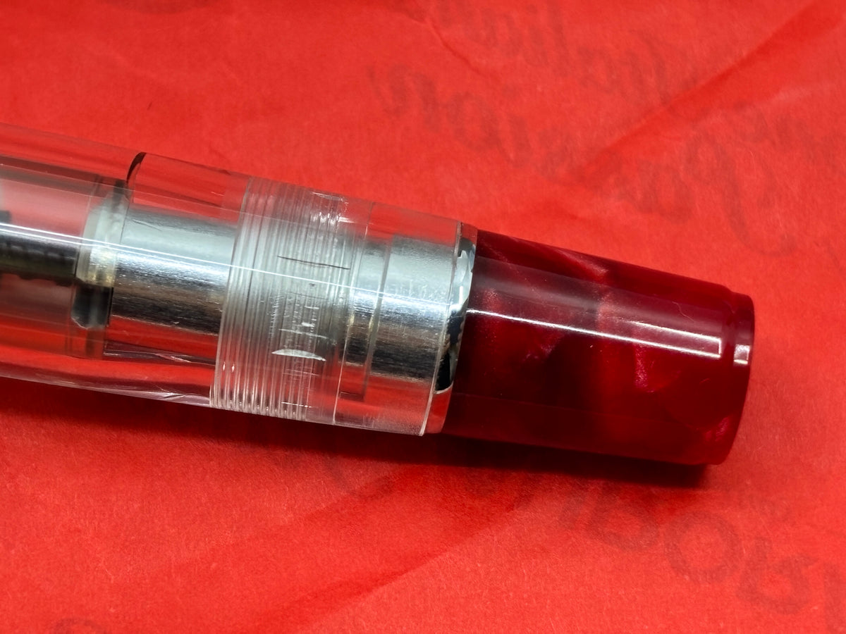Aurora Optima Clear Demonstrator Red Ends Limited Edition 18K Nib - Fountain Pen