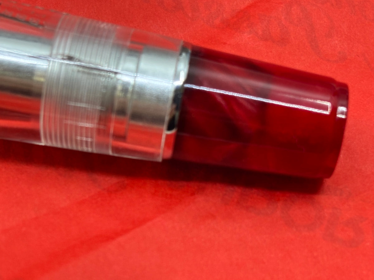 Aurora Optima Clear Demonstrator Red Ends Limited Edition 18K Nib - Fountain Pen