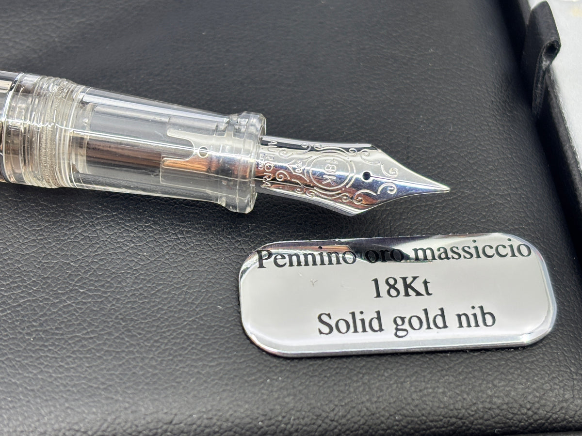 Aurora Optima Clear Demonstrator Red Ends Limited Edition 18K Nib - Fountain Pen