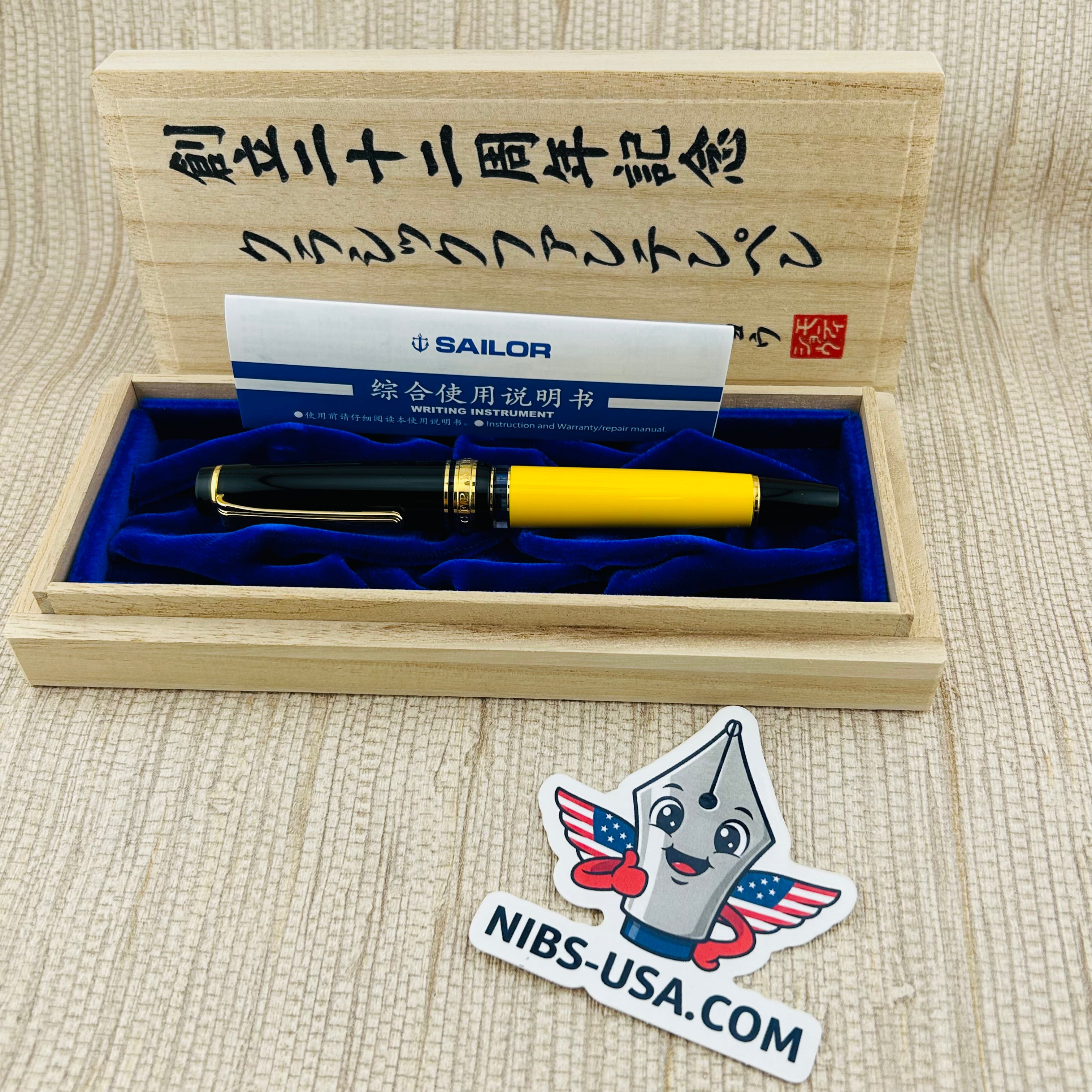 Sailor Pro Gear Realo Yellow Black Cap Limited Edition 21/88 Architect Gold Nib 21K - Fountain Pen