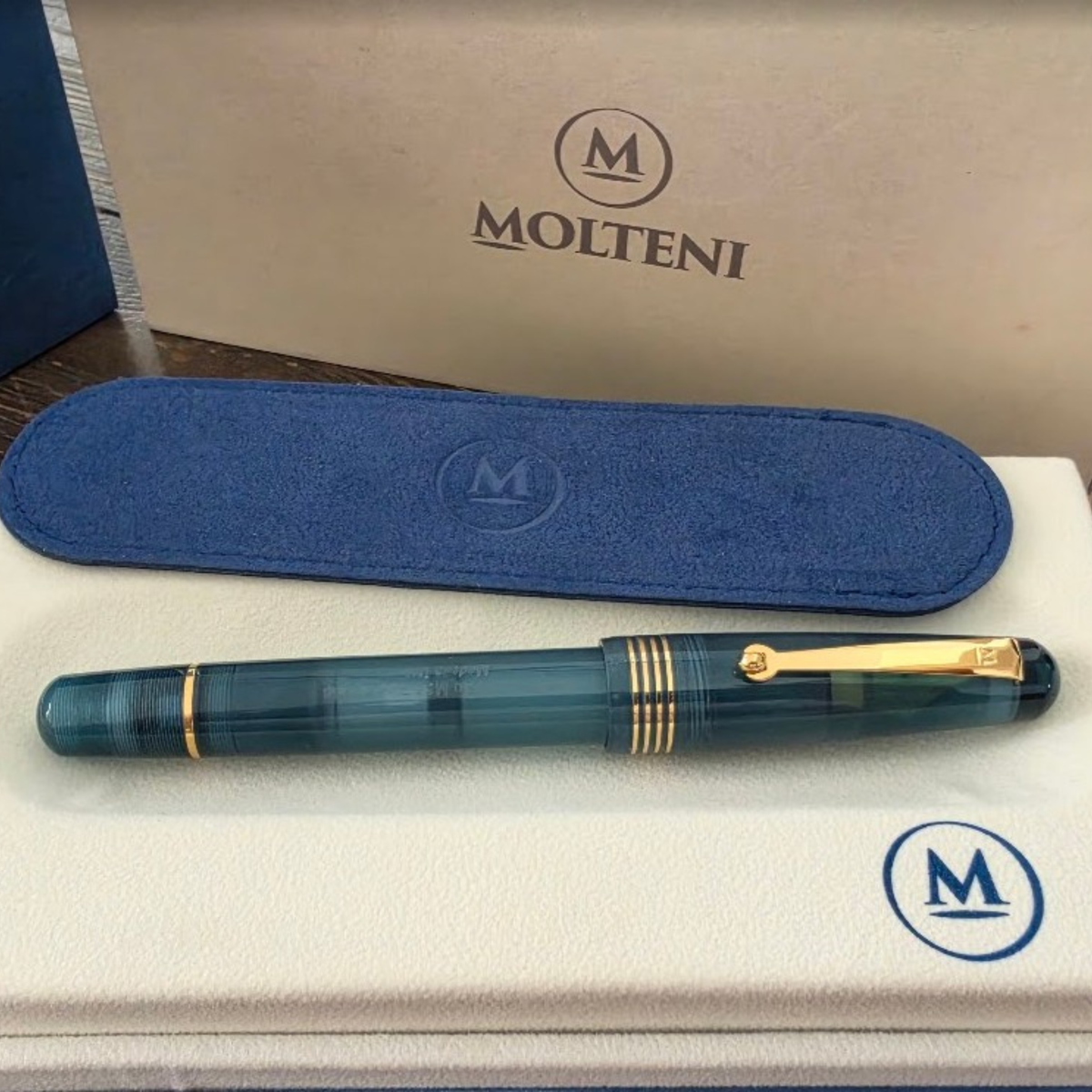 Molteni Modelo M54 Plus Demonstrator Deep Blue Gold Trim Fountain Pen Collection