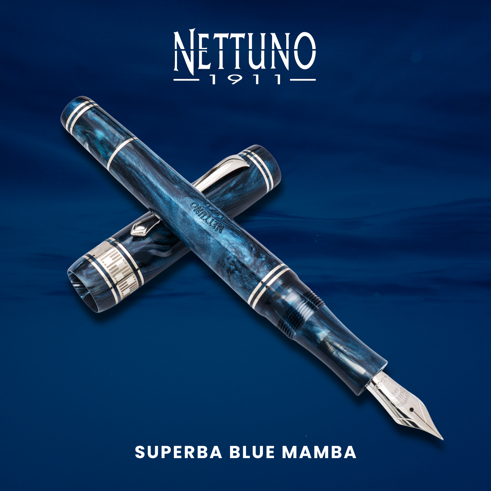 Nettuno Superba Blue Mamba Fountain Pen Collection