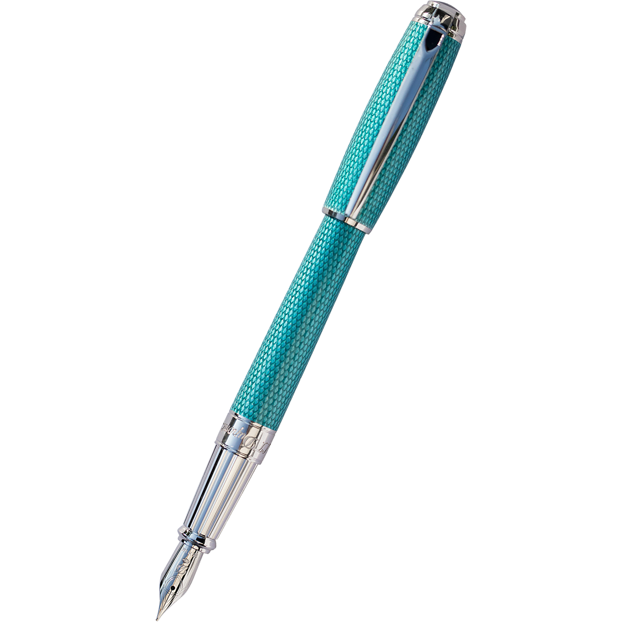 S.T. Dupont Line D Large Diamond Guilloché Aquamarine