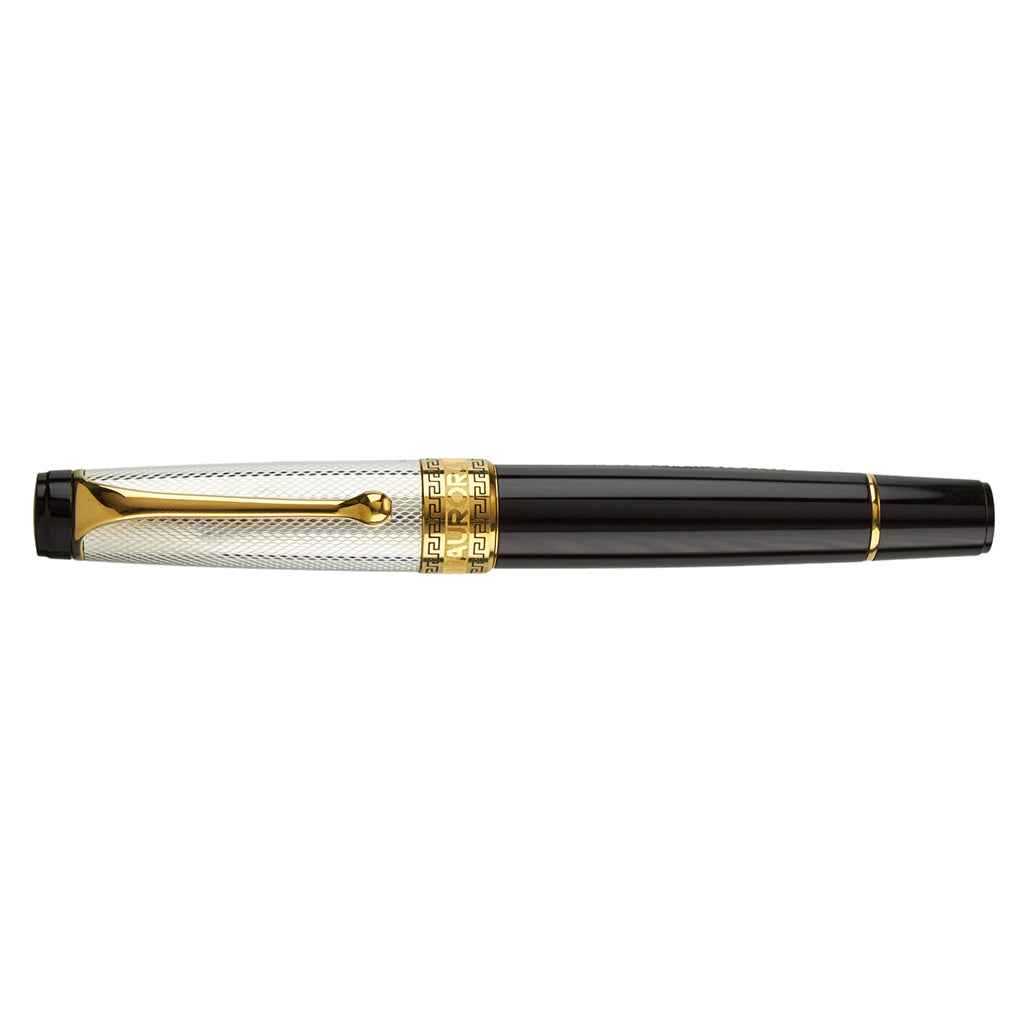 Aurora Optima Black Resin Silver Cap - nibs.com